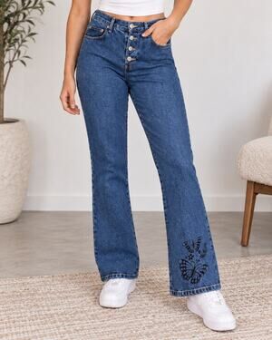 Vintage Color Me Butterfly Button Fly Jeans Size 9 Y2K Bootcut